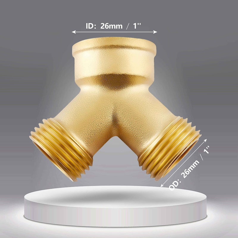 Litorange (2 PACK) Solid Brass Lead-Free Body Backyard 2 Way Y Valve Garden Hose Connector MHT 3/4" Inch Thread Splitter Adapter + 4 Silicone Hose Washers - Image 2